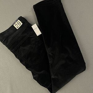 Gap Vintage Slim High‎ Rise Velvet Pants 28/6 S Black Chino Stretch Trousers